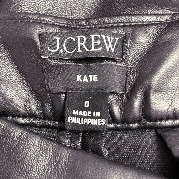 J. Crew Kate Straight Pant Women’s Size 0 Black Faux Leather Ankle Trouser Pants - Picture 11 of 14
